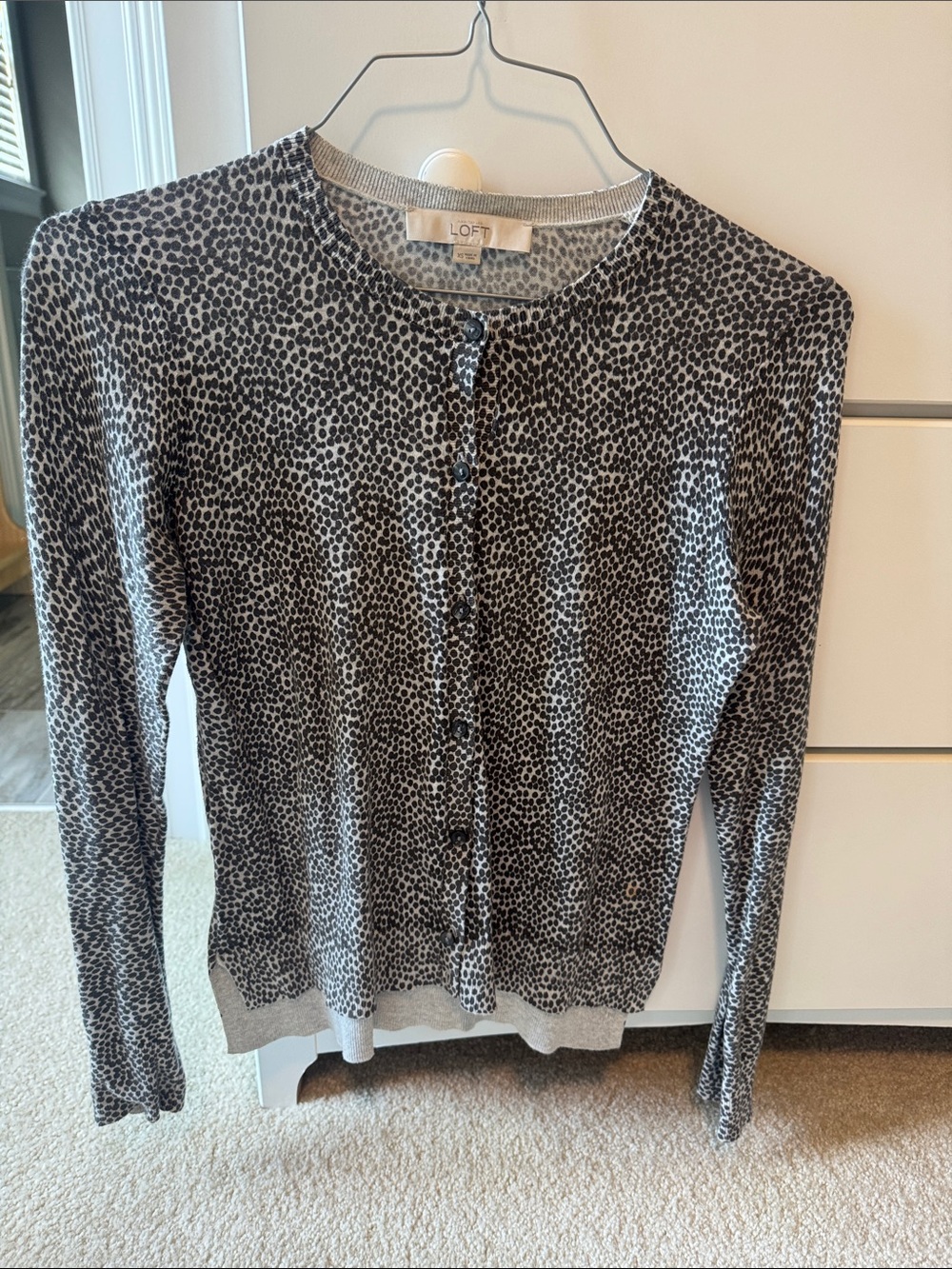 Loft Black & White animal Print Button-Front Women's Cardigan Sweater